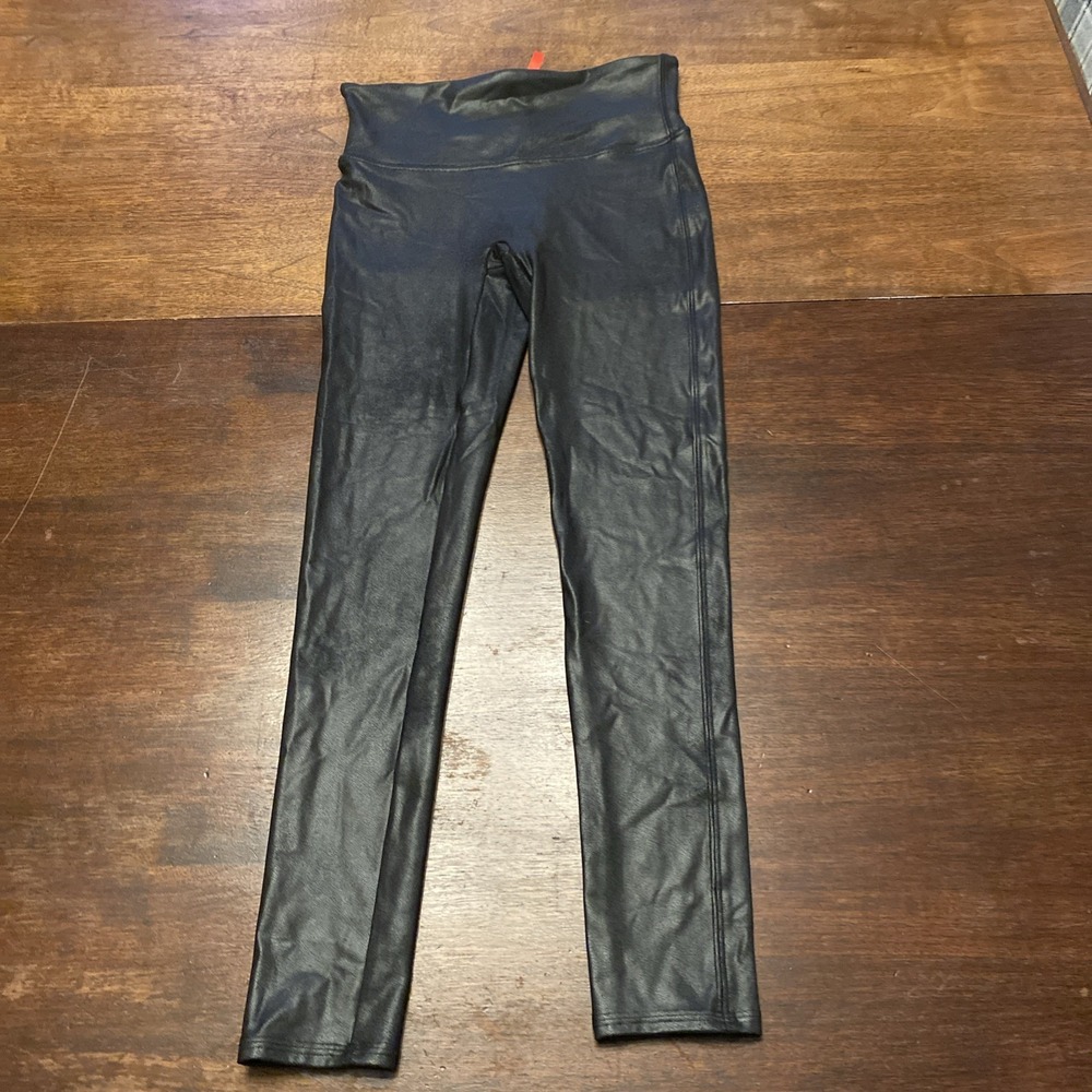 SPANX Leggings Women's Size M Faux Leather Moto‎ in Black